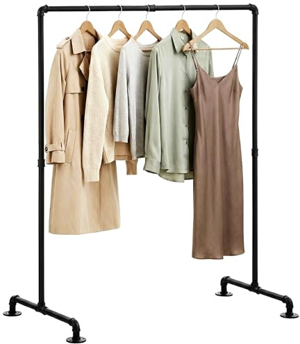 CLP Kleiderständer stabil Jersey, freistehend breitenverstellbar, Kleiderstange aus Metall im Industrial Design, Garderobenständer, Farbe:schwarz, Größe:120 cm