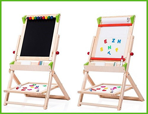 AZZAP DREHKINDERTAFEL Kindertafel Maltafel Magnettafel Papierrolle Abakus Zubehör Kreidetafel Standatfel Aufsteller Schultafel OLA_K