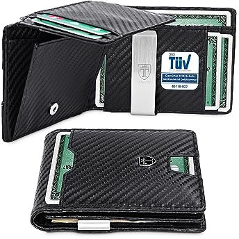 TRAVANDO Geldbörse Herren Geldbörse mit Geldklammer TÜV RFID Zertifiziert Wallet mit Münzfach 10 Kartenfächer Portmonee Helsinki Geldbeutel Geldklammer mit Kartenhalter Clip