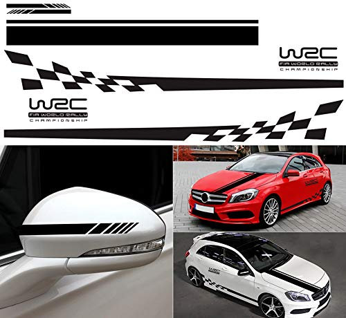 JoyFan 5 STÜCKE Zielflagge Sportwagen Aufkleber Racing Streifen Motorhaube Auto Aufkleber Rückspiegel Körper Aufkleber Pull Flower
