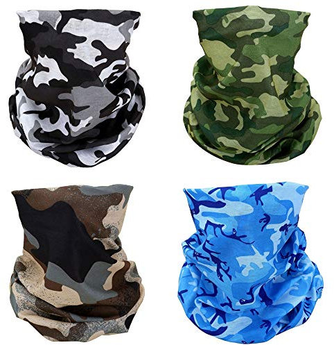 ACBungji 4er Multifunktionstuch Gesichtsmaske Set Motorradmaske Camouflage Muster Sturmmaske Maskewboard Paintball Fahrrad Bergsteigen Trekking Skateboarden Angeln
