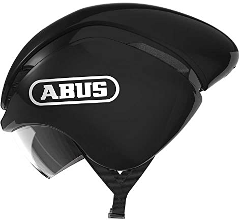 ABUS Zeitfahrhelm Gamechanger TT - Aerodynamischer Fahrradhelm mit optimalen Ventilationseigenschaften für Damen und Herren - Schwarz Glänzend, Größe L​