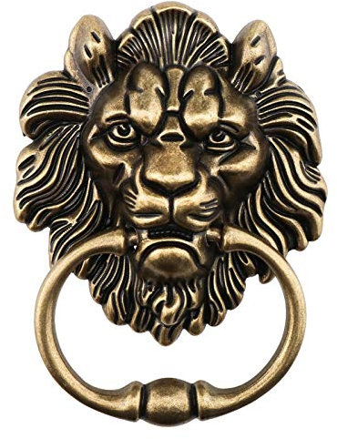 Create idea Battente Testa Di Leone Da 15,8 Cm Con Viti Battente Decorativo In Lega Di Bronzo Lucido Design Antico Classico Per Porte Anteriori E Portici Principali Accessori