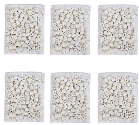ALEGI Aquarium Premier Bulk Bio Ceramic Rings Filter Media for Fresh Water, Sea Water Fish Tank Canister Filter,Koi Fish Pond Reef Filter (6 lbs)