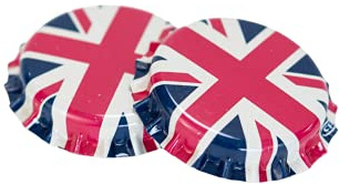 Vigo Presses Bottle Caps – 26mm Crown Caps Will Fit Almost All Beer Bottles – Suitable for All Homebrewing Applications – (Union Jack, 250)