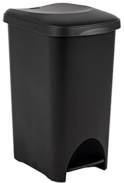 Addis Eco Made from 100 percentage Plastic Family Kitchen Pedal Bin, 40 Litre, 518999ADF, Recycled Black