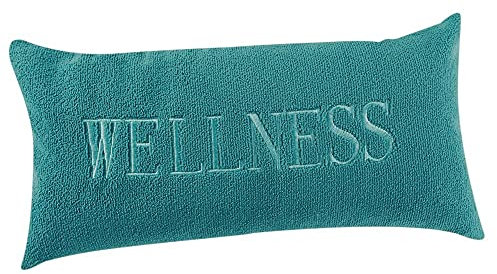 PANA® Cuscino per vasca da bagno (20x40 cm) • Poggiatesta per vasca confortevole • Supporto per il collo • Asciugatura rapida • Turchese con ricamo WELLNESS