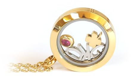 myGreta Personalisierte Medaillon-Kette klein 25mm mit Buchstaben, Alphabet, Halskette, Geburtssteine,silber, rosegold, gold