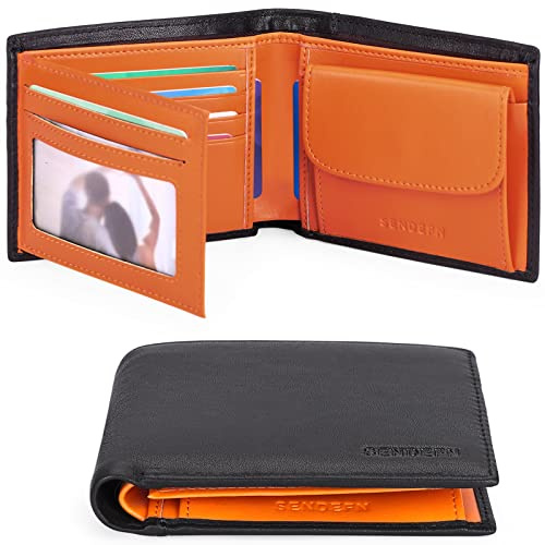 SENDEFN Herren-Geldbörse, groß, Trifold, aus echtem Leder, RFID-Blockierung mit 19 Kreditkartenfächern, 3 Geldscheinfächern, 1 Münzfach