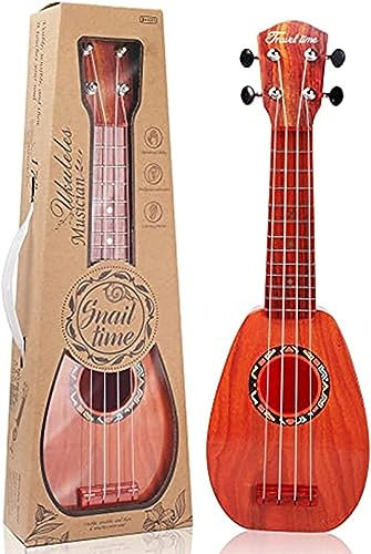 Ukelele pour enfants, guitare pour enfants, mini ukulélé acoustique de 43 cm, kit pour débutants avec médiator et sangle– Idéal pour les tout-petits et les débutants (marron foncé)