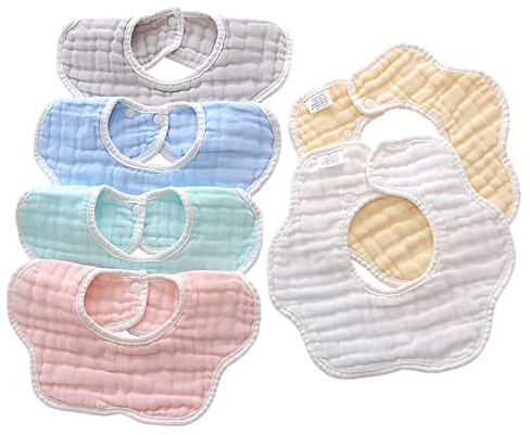 Baby Bibs Muslin Drool Teething Bibs Adjustable for Unisex Boys Girls Muslin Cotton Absorbent Soft Breathable Newborn