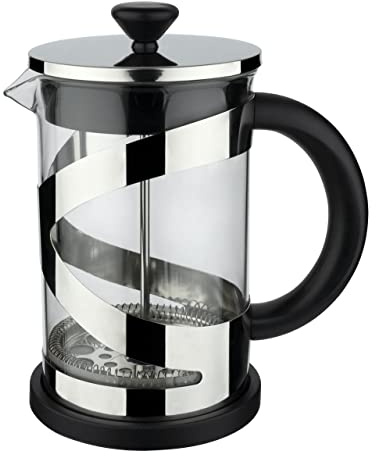 Café Olé Classico Kaffeepress Chrom, 600 ml / 2 Becher / 5 Espressotassen, French Press-Kaffeemaschine, Edelstahl-Siebfilter, Glasbehälter, Chrom-Finish
