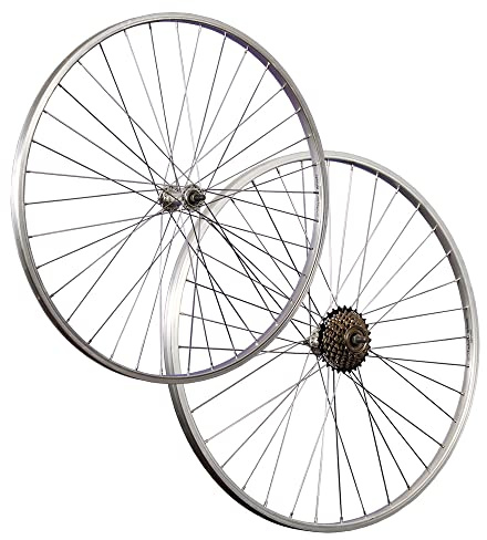 Laufradsatz 28 Zoll Aluminiumfelge rostfreie Speichen Vollachse Shimano Schraubkranz 7 Fach