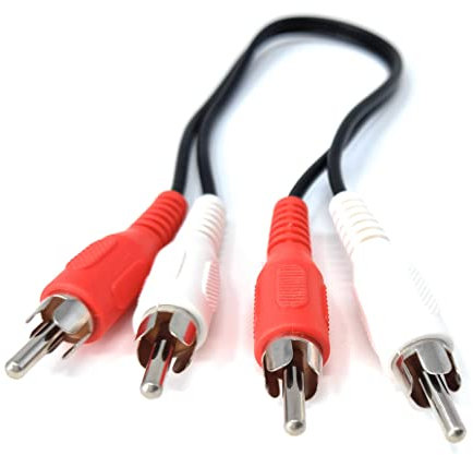 DRUT 0.25m, RCA to RCA Phono Twin Jack to Jack Stereo Audio Cable Lead Cord Compatible With CD/DVD/Amplifier/Hifi/DJ Mixer/Turntable (0.8ft, Black Nickel Connectors)