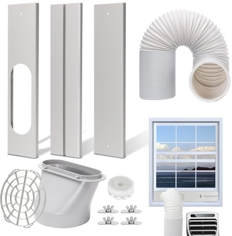 Portable AC Window Vent Kit, AC Seal Kit with 5.9 Hose for Sliding Windows | Plate Length 17-48, Hose Length 59, Universal Air Conditioner Window Seal Kit, for Horizontal/Vertical Window