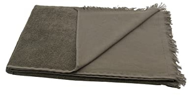 Sensepura Hamamtuch Frottee 2in1 Badetuch braun Saunatuch Strandtuch mit geraden Fransen, ca. 90x180 cm saugfähig und praktisch