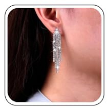 Inateannal Strass Lustre Gland Boucles D'oreilles Chaîne En Cristal Boucles D'oreilles Argent Longue Chaîne De Tennis Boucles D'oreilles Shine Chandelier Boucles D'oreilles De Mariée Bijoux pour