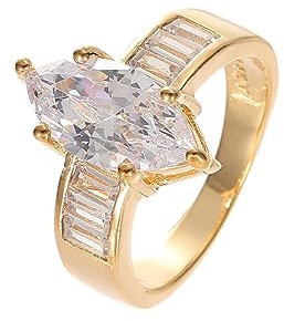MIATCENRT Schmuckringe Für Frauen – Mosaik Großer Marquise-Zirkon-Ring, Modeschmuck, Personalisierter Ring, Versprechens-Statement-Ring, Freundin, Geburtstagsgeschenk, Golden, 6