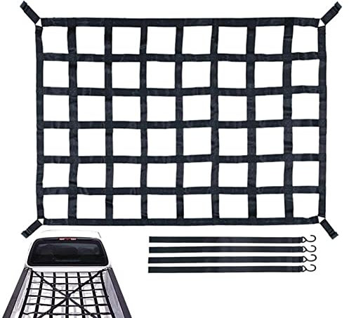 Ceolup Anhänger-Gepäcknetz LKW-Ladefläche Ne Schweres Frachtnetz Robustes Kleines Bungee-Netz Kompatibel Mit Pickup-Ladefläche, Anhänger, Kofferraum, SUVs