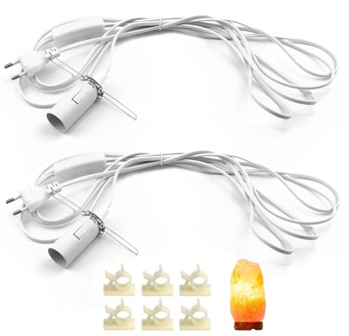 2 Stücke Lampenfassung E14, Lampenfassung mit Kabel und Schalter, 3.5M Weiß | E14 Fassung Lampenfassung mit Kabel for Lampensockelg E14 3.5M Lampenkabel EU-Stecker Lampefassung Schalter Freie Anordnung