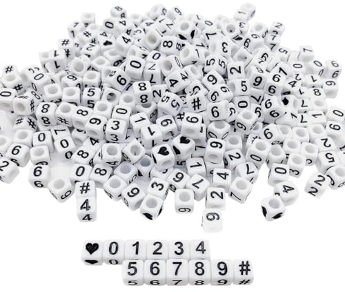 FSSTUD Acryl-Zahlenperlen mit großem Loch, quadratisch, Freundschaftsarmband, Abstandshalter, Schmuckherstellung, lose Perlen für DIY-Schlüsselanhänger, 800 Stück
