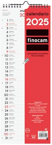 Finocam - Calendario Neutro da Parete per Scrivere 2025 Layout Mensile Gennaio 2025 - Dicembre 2025 (12 mesi) Italiano