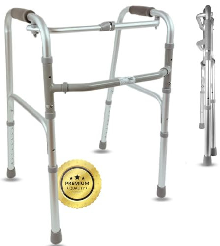 OrtoPrime Andador para Ancianos de Aluminio - Plegable, Ligero y Ortopédico - Sin Ruedas, para Adultos Mayores - Taca Taca