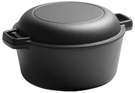 Horno holandés de hierro fundido con tapa y doble asa para hornear pan, sartén de hierro fundido resistente al calor, antiadherente, incluye suministros para hornear pan y cepillo de limpieza