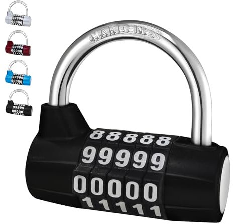 MEINUOKA Gym Locker Lock,5 Digit Combination Lock,Safety Padlock for School Locker,Sports Locker,Storage,Fence,Black