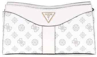 GUESS Dorys Top Zip Crossbody Bag White Logo
