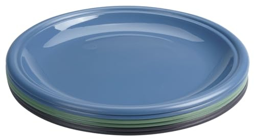 ABENA Essentialz Resuable Plastic Plates, Pack of 6, Multicolor | Made from PP Material, Dishwasher Safe Reusable Dinner Plates for Adults & Kids, 100% Recyclable, Durable & Lightweight