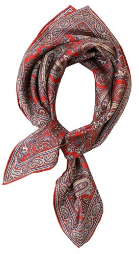 Prettystern herr dam rent siden bandana handrullad sidenhalsduk unisex Nickitduk, 40 röd paisley, 53/53 cm, handgerollter Saum