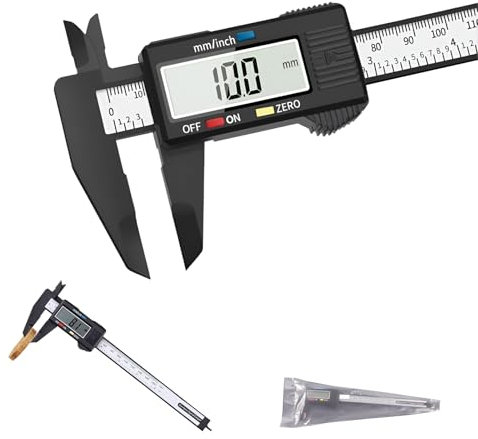 VINSPIRE Digital Vernier Caliper 150mm, Carbon Fiber Calipers Measuring Tool, Electronic Micrometer with LCD Screen, Inch/Metric Digital Caliper for Jewelry, DIY, Woodworking, Household Use