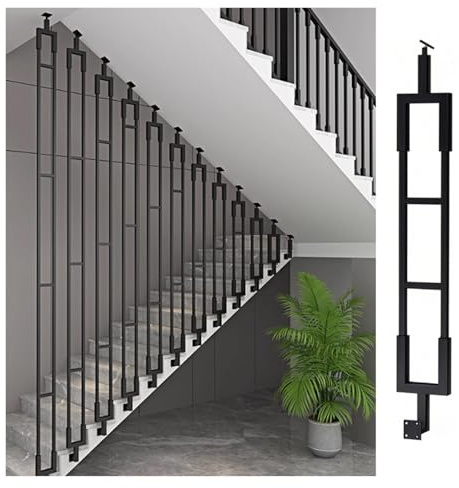 Balaustres de escalera Balaustres De Hierro Forjado Personalizables En Forma De L, Ajustables En 180°, Antideslizantes Y A Prueba De Óxido, 8-90 IN Negro/ Oro/ Blanco Barandilla De Metal Para Escalera