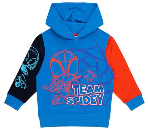 Marvel Spidey and His Amazing Friends Boys Hoodie – Ghost-Spider Pullover Hooded Sweatshirt – 100% Cotton Jumper - Ages 2–8 Years for Young Superhero Fans (5-6) Blue