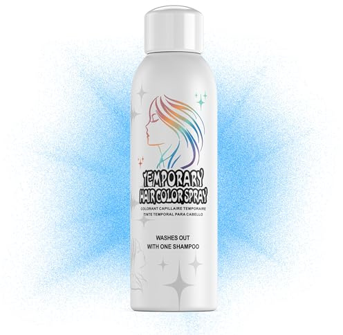 Amzsudy Temporary Hair Color Spray für Männer Frauen, Instant Coloring Farbstoff Alternative, nicht klebrige & sanfte Formel, waschbar, Halloween, Cosplay, Party, Kostüm Make-up (Blau, 150ml)