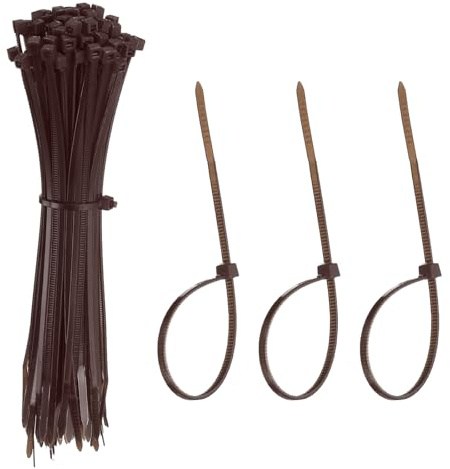 YELARXI Zip Ties Plastic Cable Ties, Self-Locking Wire Zip Tie 6 Inch Fit for Home Garden Office Workshop Travel - (100 Pack, Brown)