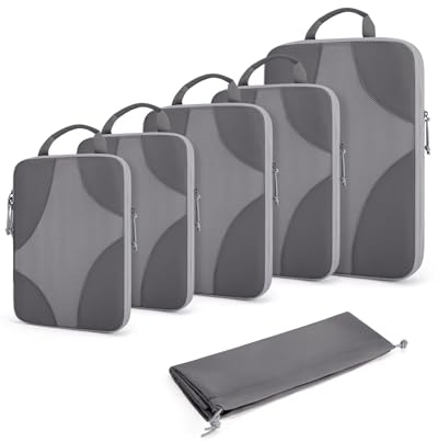 BAGSMART Packningskubes kompression 6 stycken, ryggsäck resväska organisering packväskor, resa kompressionspåsar vattentät packkub kompression, resor Essentials bagageorganisatör