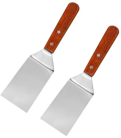 SECFOU Spatole per Pizza Manico Ergonomico in Legno Set 2 Pezzi in Acciaio Inossidabile Utensili Multifunzione Colore Casuale per Pizza e Carne in Cucina di Casa
