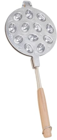CAZSTYK Noce Cookie Maker Pan Con Rivestimento Antiaderente Manico In Legno In Lega di Alluminio Strumento di Cottura 12 Fori Cialde E Pasticcini Forma Unica Pan