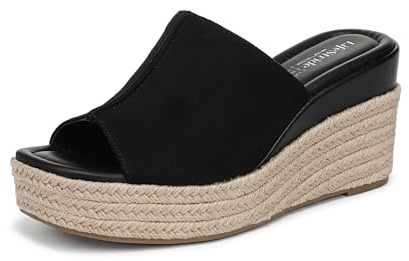 LifeStride Women's Haute Espadrille Wedge Sandal Black 10 W