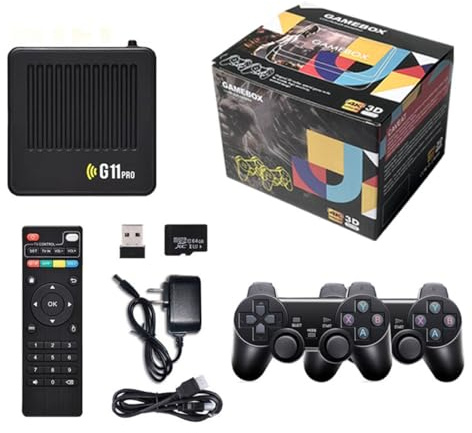 Retro Spielekonsole mit 100.000+ Klassikern – 4K HDMI & 2 Kabellose Controller – Plug & Play ohne Verzögerung – Für Familien, Kinder & Freunde – Ideal für Wohnzimmer & Spieleabende