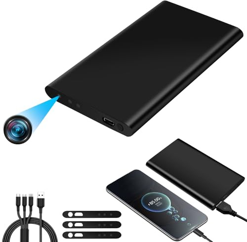 Caméra Espion Power Bank 1080P 5000mAh, 17h d'enregistrement | Fonction 2-en-1, portable, enregistrement en boucle, mode nuit, compact
