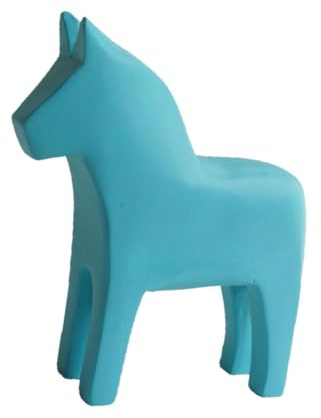 ZGUZMCMK Dala Pferd Dekofigur Holzfigur Skulptur Tischschmuck Handgefertigte Dekoration Im Minimalistischen Stil für Eine Gemütliche Atmosphäre für Schlafz, Blau