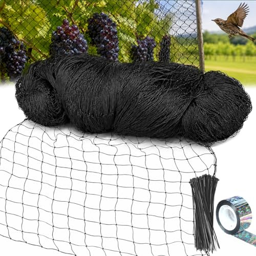 Vogelnetz Vogelnetze Vogelschutznetz Taubennetz Teichnetz 15 * 15m | (6*6cm) mit 100 Kabelbinder und 1 Vogelabwehrband Gartennetz Obstbaumnetz Laubnetz für Balkon Teich Garten