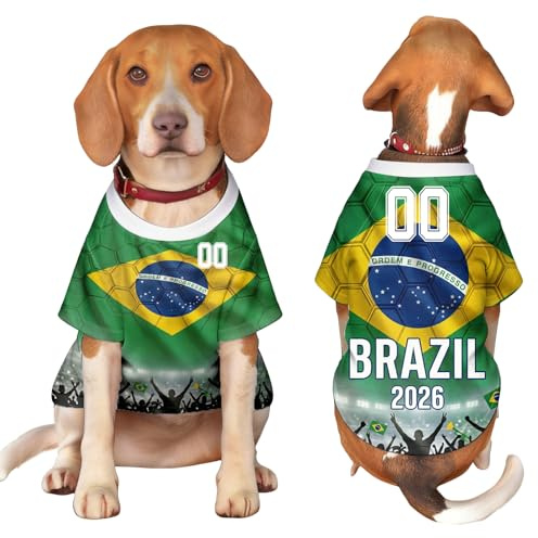 Generico Maglia Personalizzata Cane, Mondiali 2026 Personalizzata – Abbigliamento con Bandiera Paese, Maglia Sportiva Leggera Traspirante – Regalo, per Tifoso Calcio