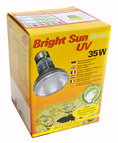 Lucky Reptile Bright Sun UV Desert - 35 W Metalldampflampe för E27 socklar - Terrarium lampa med dagsljusspektrum - Värmelampa med UVA & UVB strålning - UV-lampa för ökenreptiler