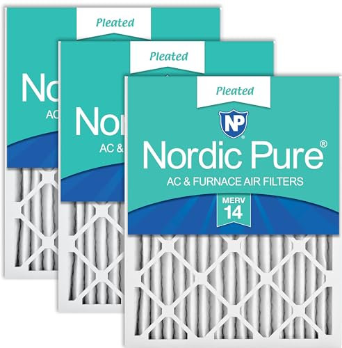 Nordic Pure 20x25x2 MERV 14 Pleated AC Furnace Air Filters 3 Pack