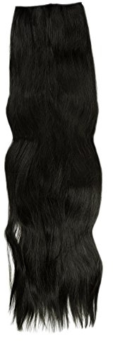 WIG ME UP – Haarteil Halbperücke Clip-In Extension 4 Clips glatt Haarverlängerung extrem lang ca. 80 cm lang & 18 cm breit Schwarz JL-3019XL-2