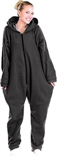 PEARL basic Hausanzug: Jumpsuit aus flauschigem Fleece, schwarz, Größe XXL (Jumpsuit Herren kuschelig, Herren Overall, Füße)